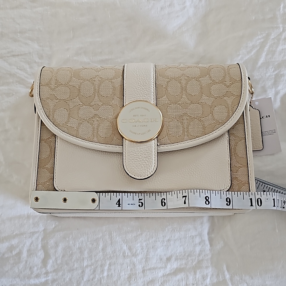 SOLD! Coach Dempsey crossbody bag sign jacquard canvas and chalk white leather - Picture 7 of 12